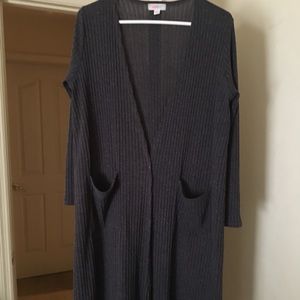 LuLaRoe Heathered Blue Ribbed Sarah Cardigan